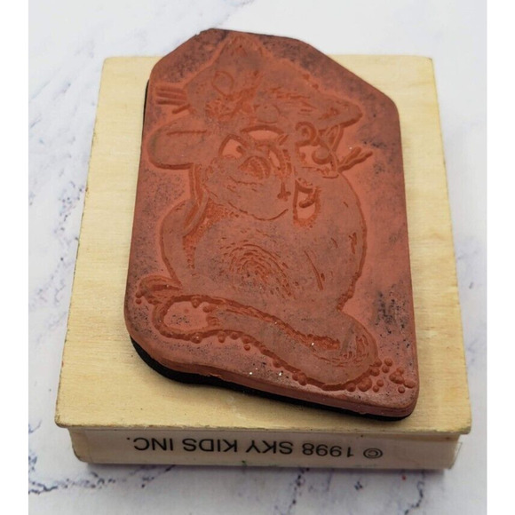 Kitten and Bunny Wood Mounted Rubber Stamp 1998 Sky Kids Wooden Stamp - Picture 8 of 8